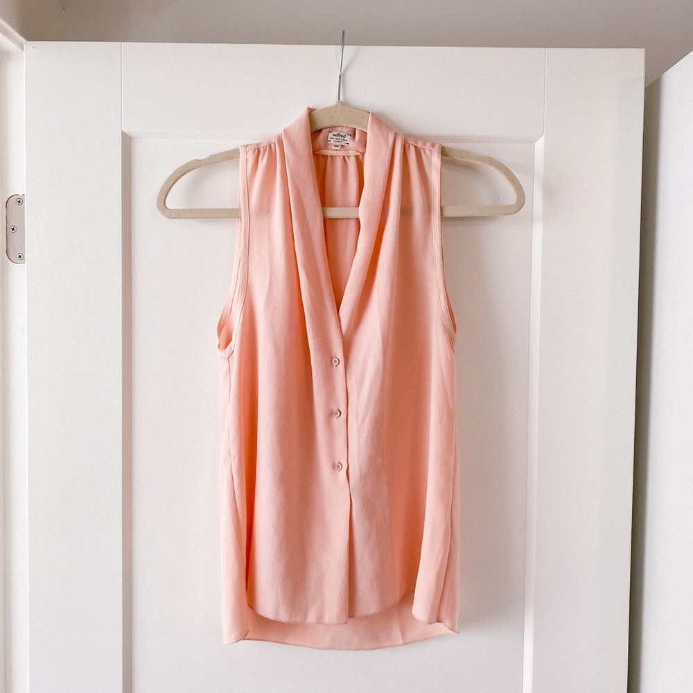 Aritzia pink sleeveless blouse